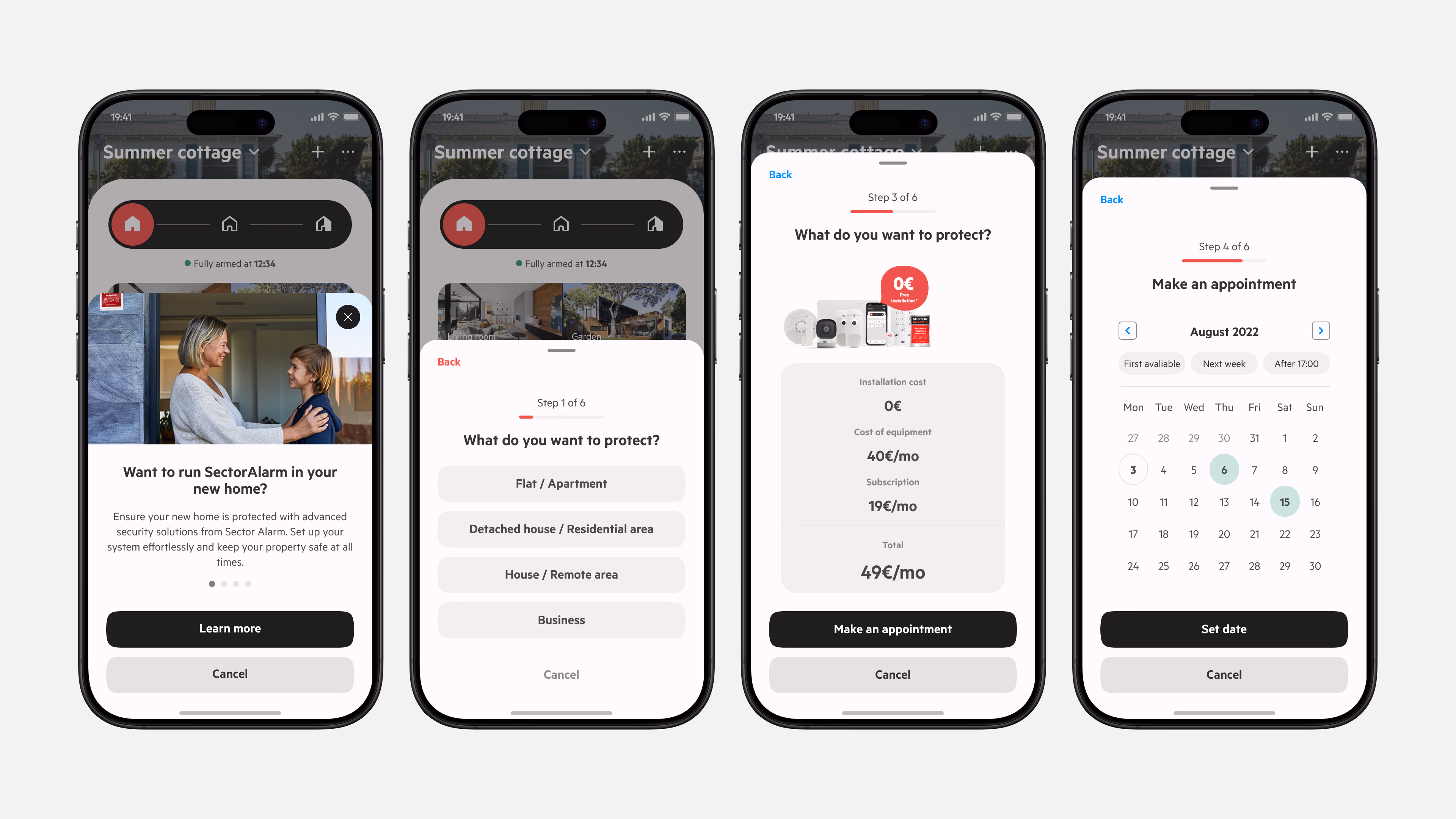 Sector Alarm design system — mobile app