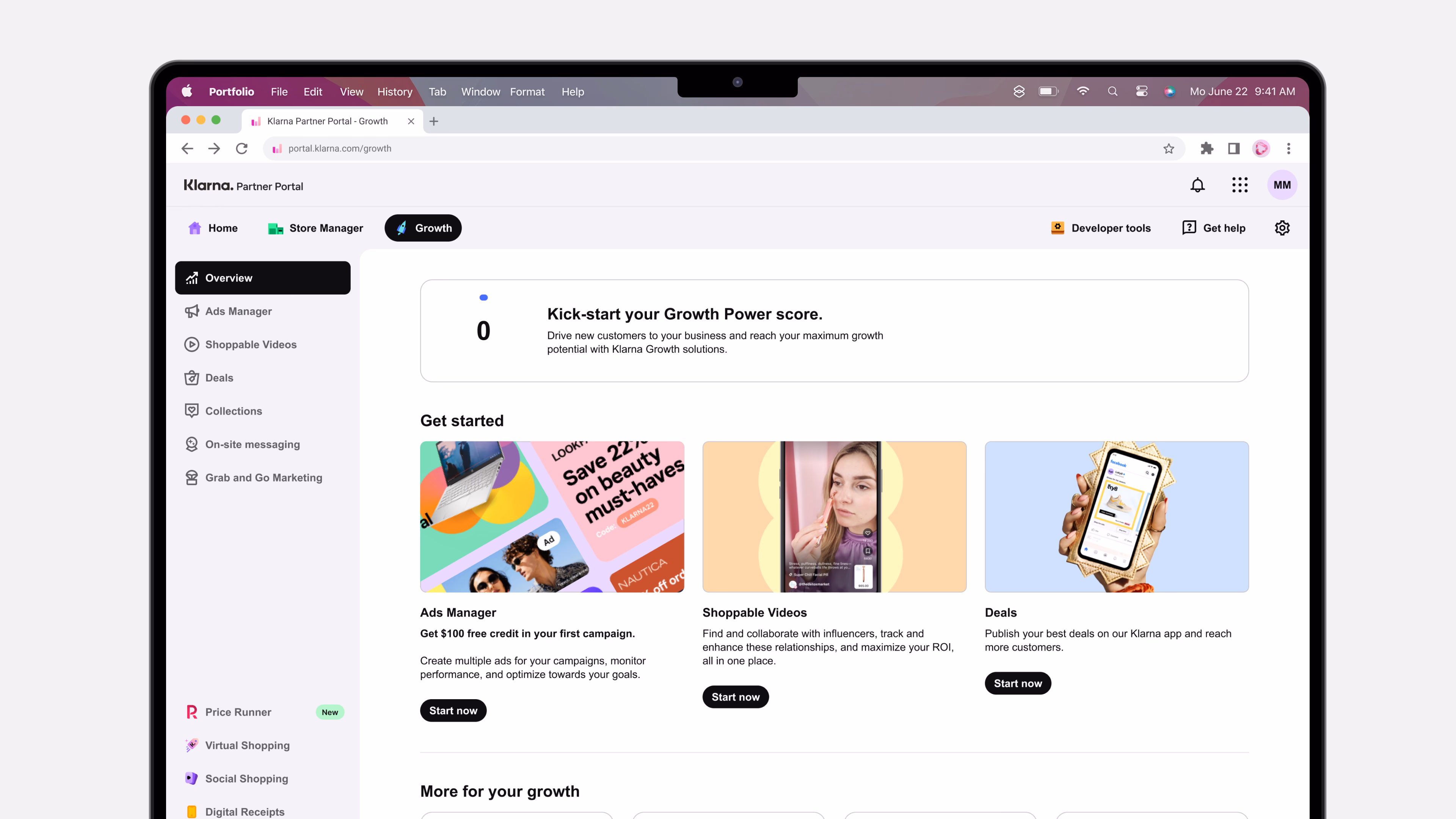 Klarna Partner Portal, merchant dashboard UX